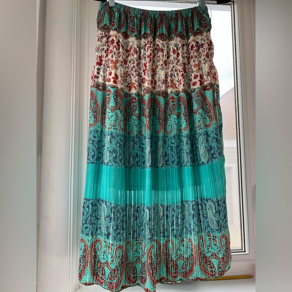 Bohemian Raindrops Teal Multicolor Skirt